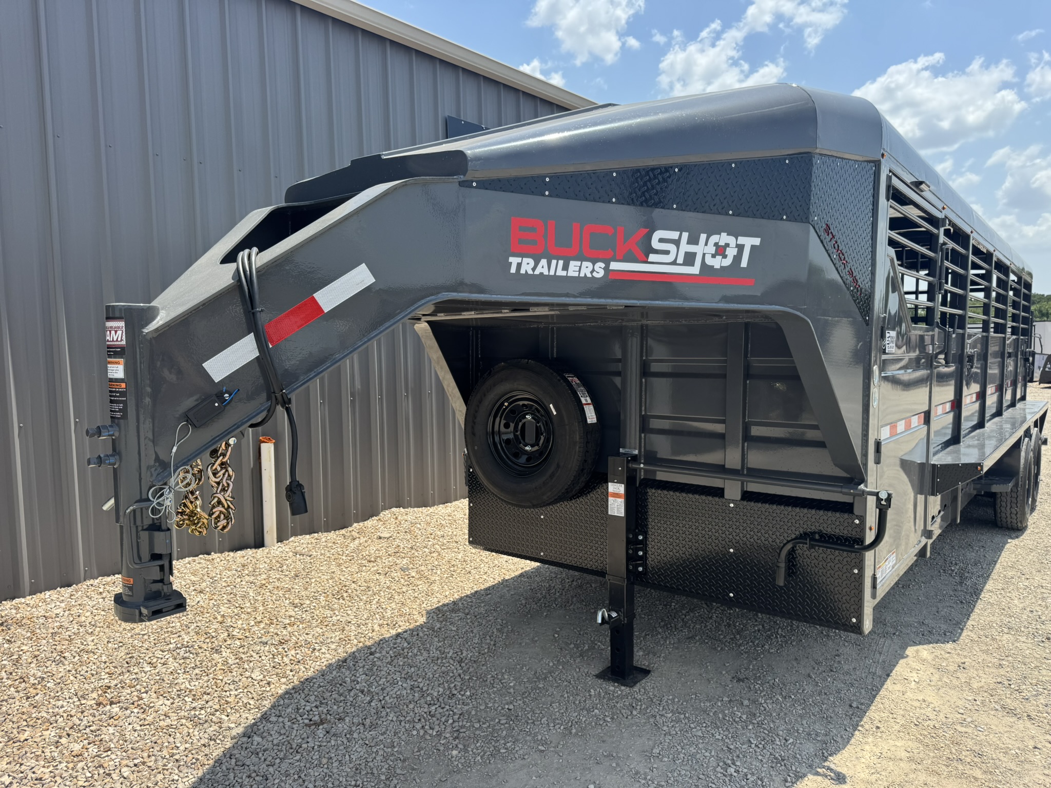 2026 Buckshot Trailers 6.8x24 Gooseneck Steel Top Stock Trailer Trailer